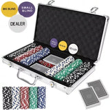 Poker set 300 marker 10 g med aluminiumväska, 2 kortlekar & tärningar