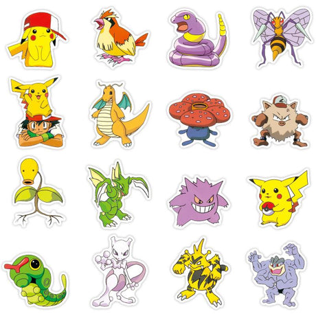 Pokémon klistermärken 100-pack vattentäta PVC 3-10 cm
