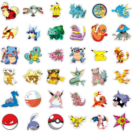 Pokémon klistermärken 100-pack vattentäta PVC 3-10 cm
