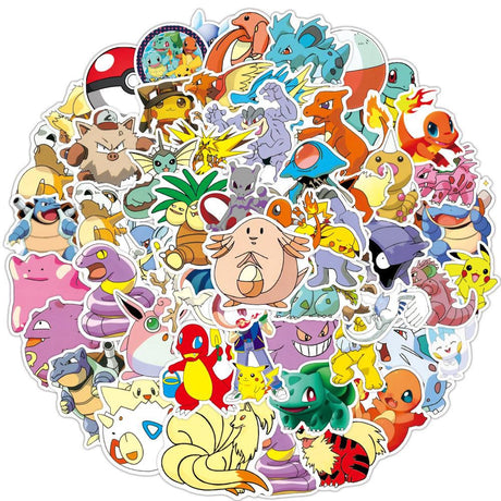 Pokémon klistermärken 100-pack vattentäta PVC 3-10 cm