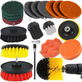 Poleringsset för borrmaskin 23 delar borstar och svampar M10/8 mm
