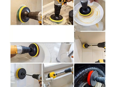 Poleringsset för borrmaskin 23 delar borstar och svampar M10/8 mm