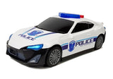 Polisbil 2i1 med garage, ljus/ljud, 3 polisbilar 1:64 + figur