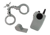 Polisdräkt barn med hatt, badge, handbojor och walkie-talkie