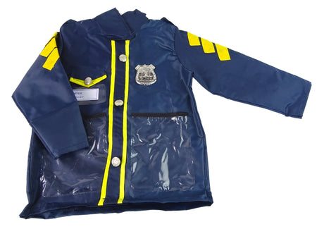 Polisdräkt barn med hatt, badge, handbojor och walkie-talkie