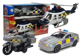 Polisfordon leksaksset 6 delar med helikopter ljus/ljud, 3+ år
