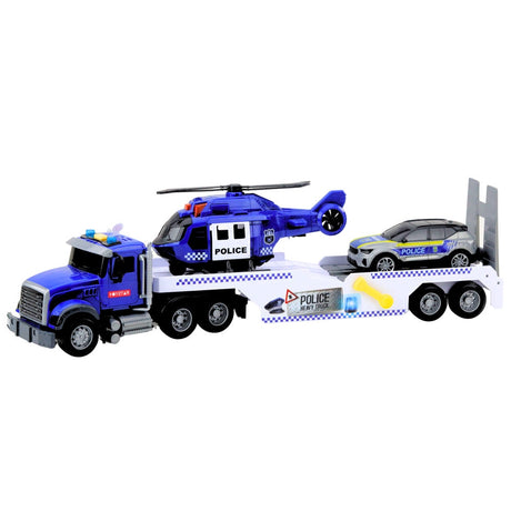 Polisleksaksset lastbil med helikopter och bil 3 delar 53 cm