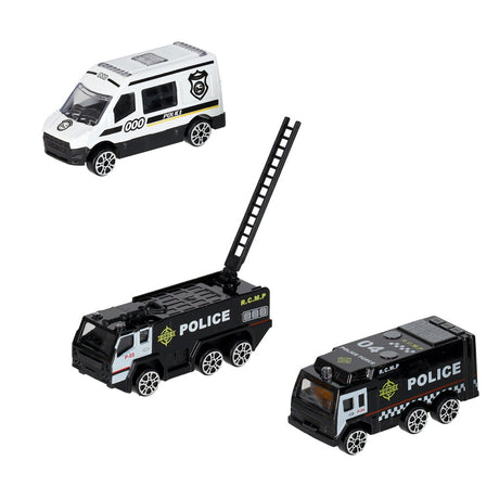 Polis transportflygplan leksak med 3 polisfordon, ljud/ljus, 7 skyltar