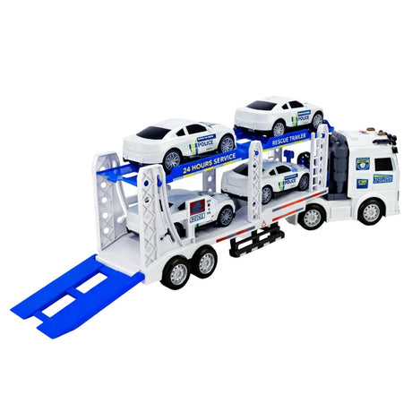 Polistrucka bärgningsbil med trailer, ljus & ljud, 34 cm