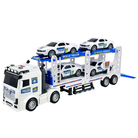 Polistrucka bärgningsbil med trailer, ljus & ljud, 34 cm