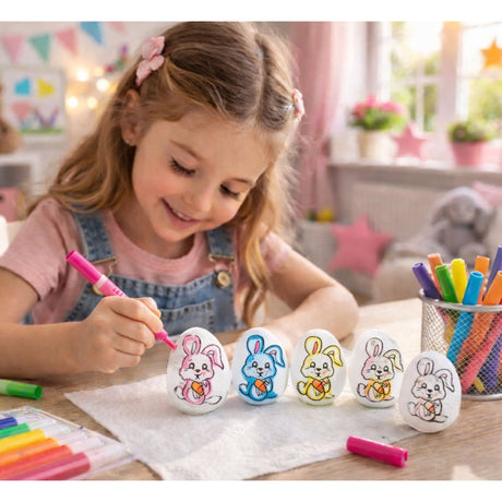 Polystyrenägg pysselset 6-pack med markörer, kanindesign