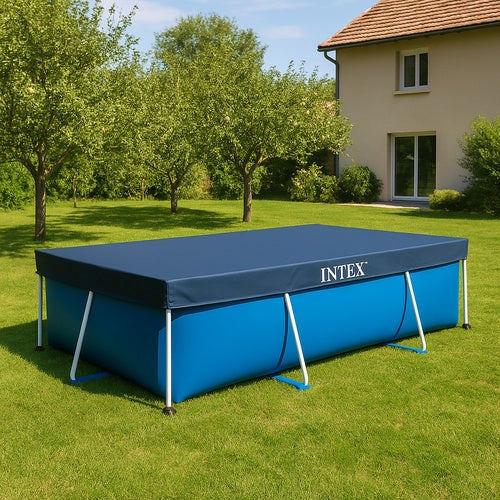 Poolöverdrag för rampool 300x200 cm mörkblå med fästsnöre
