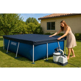 Poolöverdrag för rampool 300x200 cm mörkblå med fästsnöre