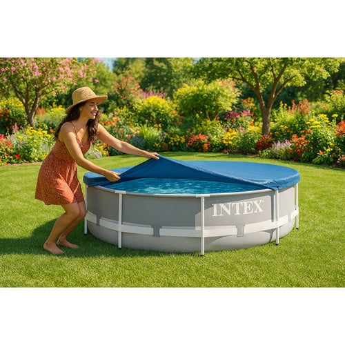 Poolöverdrag för ram-pool 305 cm, vinyl 110 g/m², med fästsnöre