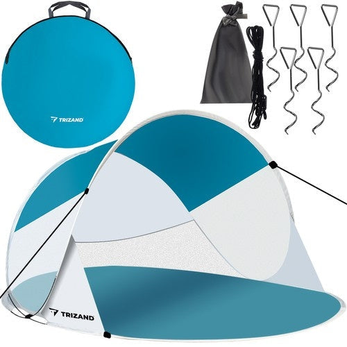 Pop-up strandtält 2 personer 190x120x90 cm turkos/vit med myggnät