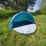 Pop-up strandtält 3-personers 200x120x110 cm blå/vit