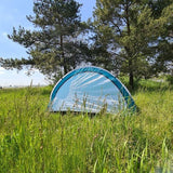 Pop-up strandtält 3-personers 200x120x110 cm blå/vit