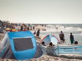 Pop-up strandtält UV-skydd med fönster/dragkedja gråblå 210x130