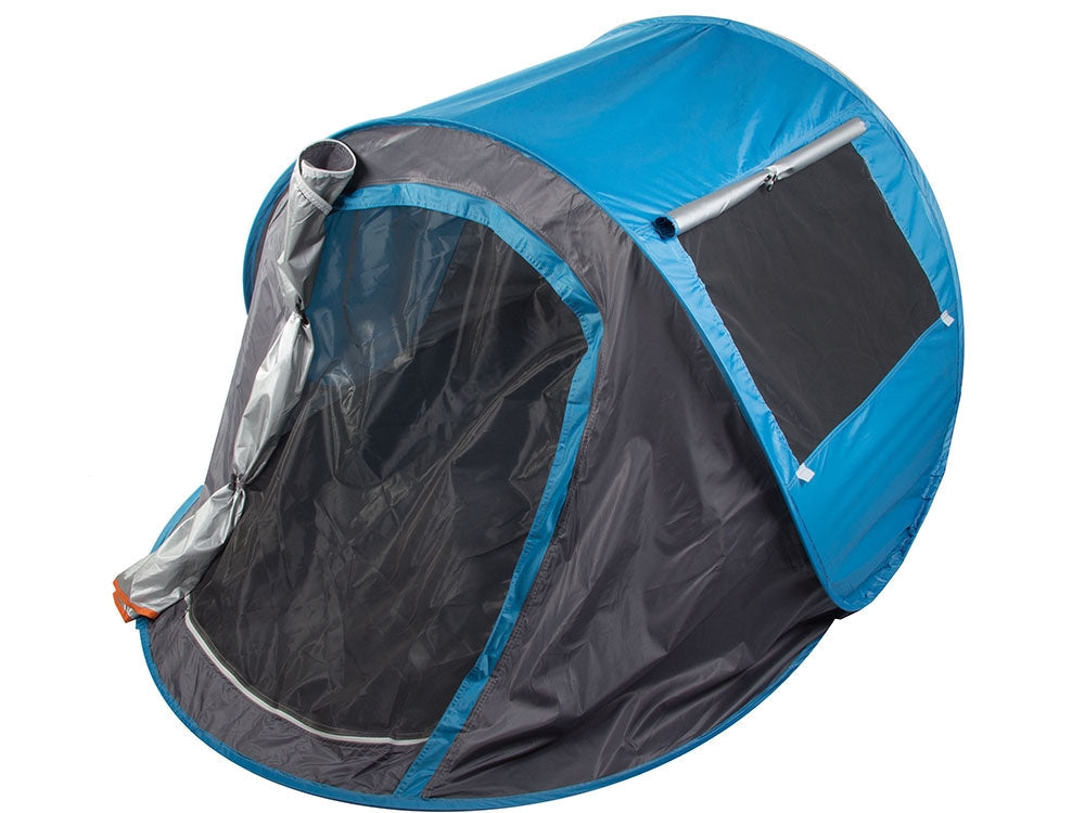 Pop-up strandtält UV-skydd med fönster/dragkedja gråblå 210x130