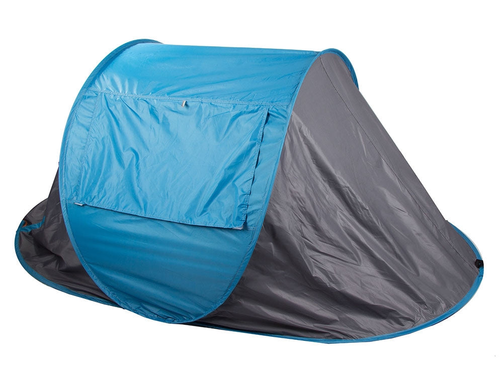 Pop-up strandtält UV-skydd med fönster/dragkedja gråblå 210x130