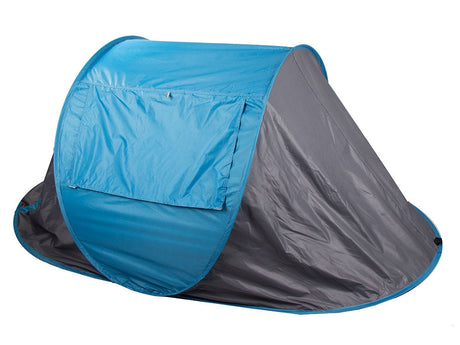 Pop-up strandtält UV-skydd med fönster/dragkedja gråblå 210x130