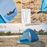 Pop-up strandtält UV-skydd silverbeläggning 140x120 cm med väska