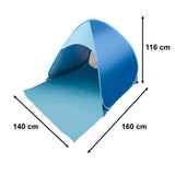 Pop-up strandtält UV-skydd silverbeläggning 140x120 cm med väska