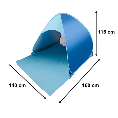 Pop-up strandtält UV-skydd silverbeläggning 140x120 cm med väska