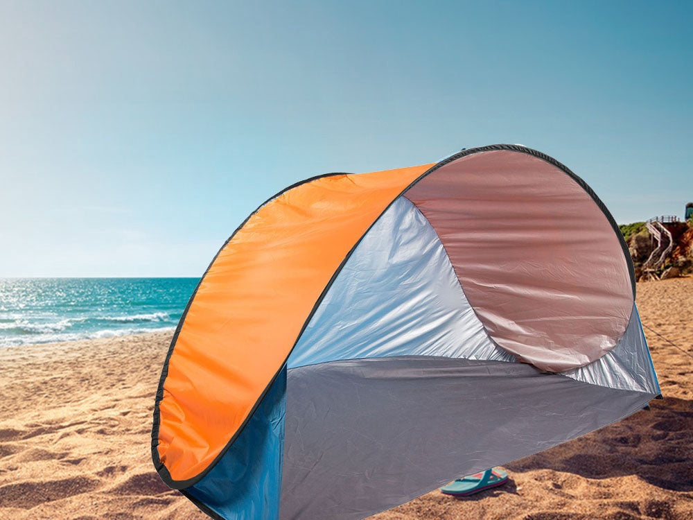 Pop-up strandtält med UV-skydd 190x115x95 cm blå/orange