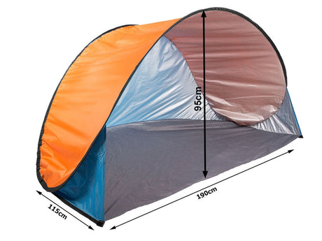 Pop-up strandtält med UV-skydd 190x115x95 cm blå/orange