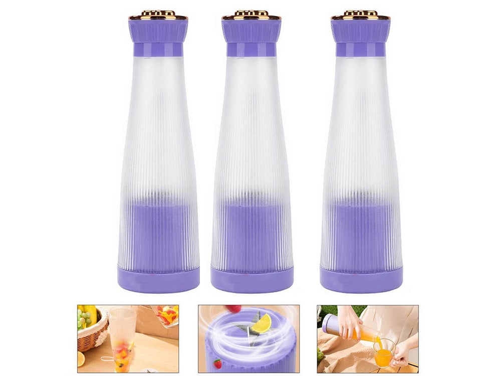 Portabel USB-blender 400 ml uppladdningsbar lila 6 stålblad