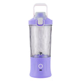 Portabel USB-blender 600 ml uppladdningsbar Type-C 6 blad lila