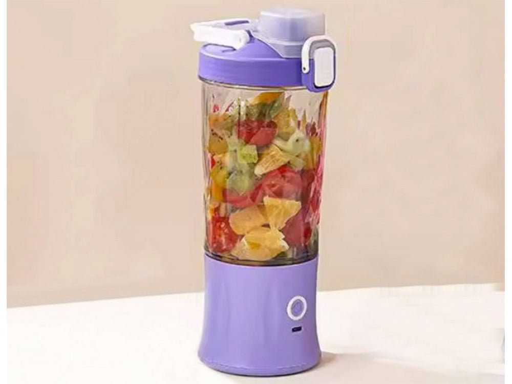 Portabel USB-blender 600 ml uppladdningsbar Type-C 6 blad lila