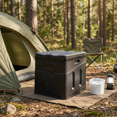 Portabel campingtoalett fällbar 20L svart inkl 12 påsar