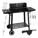 Portabel kolgrill med lock, rotisserie och övergrill 93x41x86 cm