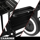 Portabel kolgrill med lock, rotisserie och övergrill 93x41x86 cm
