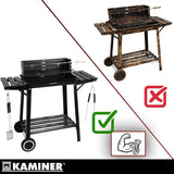 Portabel kolgrill med lock, rotisserie och övergrill 93x41x86 cm