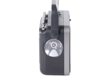 Portabel radio FM/AM/kortvåg med LED-ficklampa USB-C grå 17,5 cm