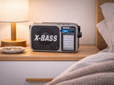 Portabel radio FM/AM/kortvåg med LED-ficklampa USB-C grå 17,5 cm