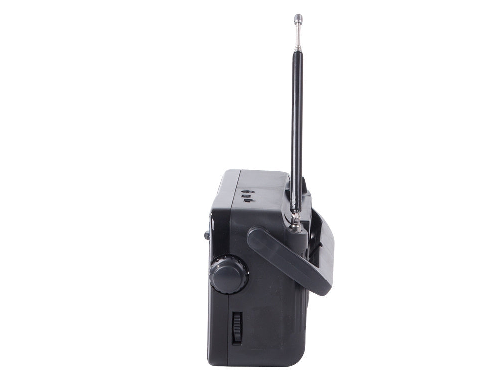 Portabel radio FM/AM/kortvåg med LED-ficklampa USB-C svart