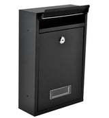 Postlåda svart galvaniserat stål med lock och 2 nycklar 32 cm