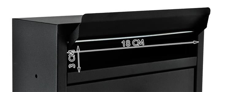 Postlåda svart galvaniserat stål med lock och 2 nycklar 32 cm