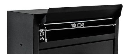 Postlåda svart galvaniserat stål med lock och 2 nycklar 32 cm