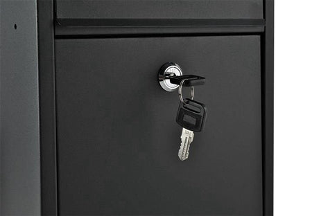 Postlåda svart galvaniserat stål med lock och 2 nycklar 32 cm