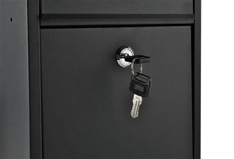 Postlåda svart galvaniserat stål med lock och 2 nycklar 32 cm