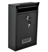 Postlåda svart galvaniserat stål med lock och 2 nycklar 32 cm