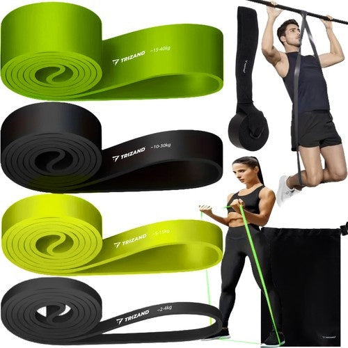 Powerband träningsband set 4-pack 2-40 kg med dörrankare & väska