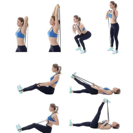 Powerband träningsband set 4-pack 2-40 kg med dörrankare & väska