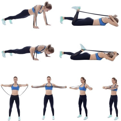 Powerband träningsband set 4-pack 2-40 kg med dörrankare & väska