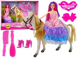 Prinsessdocka 30 cm med vit ponny 34 cm set med kam, borste & clips